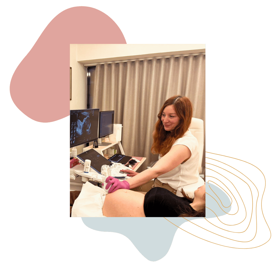 Doctor Eva Zioga performing an ultrasound